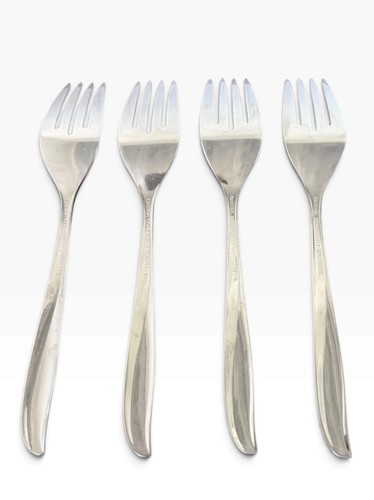 Oneida Community TWIN STAR Stainless Salad Fork 6.25” Atomic Starburst MCM Lot 4 - Afbeelding 3 van 6
