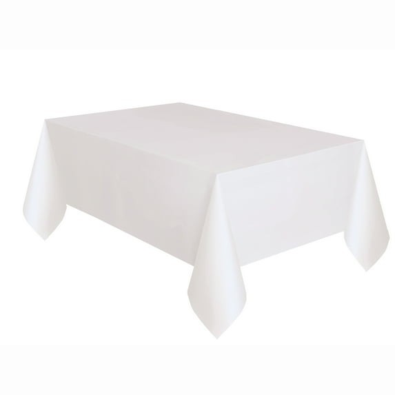 Rectangular 54" x 108" White Plastic Table Cover, by Way To Celebrate