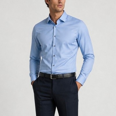 John Varvatos U.S.A. Signature Tailored Slim Fit Shirt Men's Large Blue Business