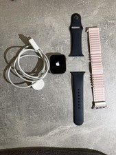 Apple Watch Silber mit original schwarzen Silikonarmband + Ersatzarmband rosa