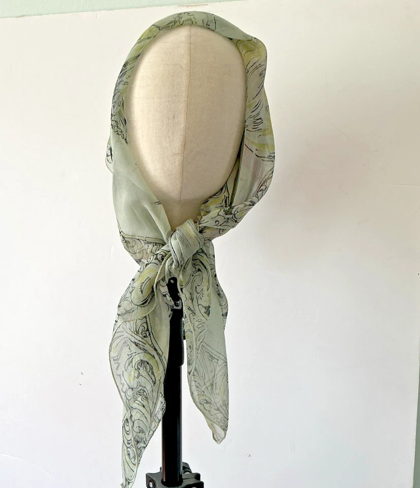 Cachecol vintage 1950 nylon tecido chiffon estampa Degas bailarina dançarina 30 x 32 - Imagem 2 de 4