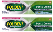2-PACK NEW Polident Dentu-Creme Denture Cleanser Paste Triple Mint 3.9 oz