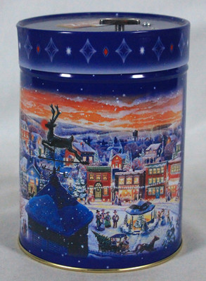 2007 VTG LAMBERTZ REINDEER WEATHER VANE WIND-UP MUSIC ''SILENT NIGHT''CANISTER TIN