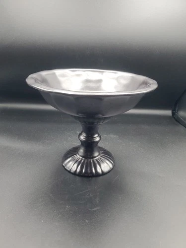 MCM Red Wing Pottery Compote M- 5008 Black 6 In. Tall 8 In. Across