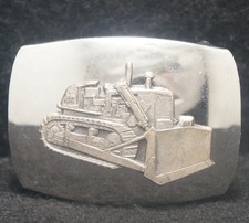 XD15129 COOL VINTAGE 1970s  BULLDOZER  HEAVY MACHINERY MENS SMALL BELT BUCKLE