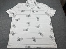 Travis Mathew Golf Polo Shirt Men's 2XL White Pineapple All Over Print Stretch