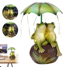 Wasserdichte LED Solar Lichterkette Frosch Regenschirm Dekofigur für Garten Deko