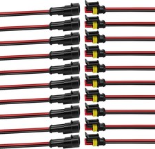 10Pcs Waterproof Electrical Connector, 2 Pin Connector, 16 AWG 2 Wire Waterproof
