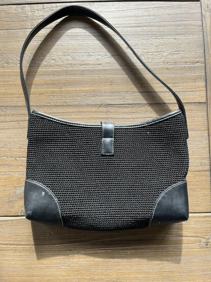 The Sak Shoulder Handbag Black With Pockets Purse Y2K 90's - Image 3 of 4