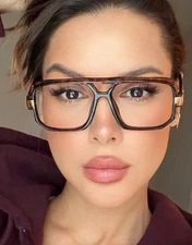 Flat Top Huge Big Oversized XXL Square "BIG NASTY Eyeglasses Clear SHADZ Gafas