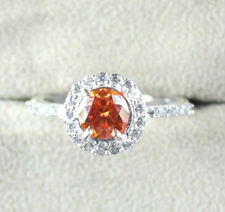 1.18 Ct Orange Diamond Solitaire Round Brilliant Cut Certified Anniversary Ring