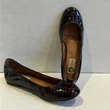Lanvin Plum Color Classic  Snake Embossed Patent Leather Ballet Flats US 9 EU40