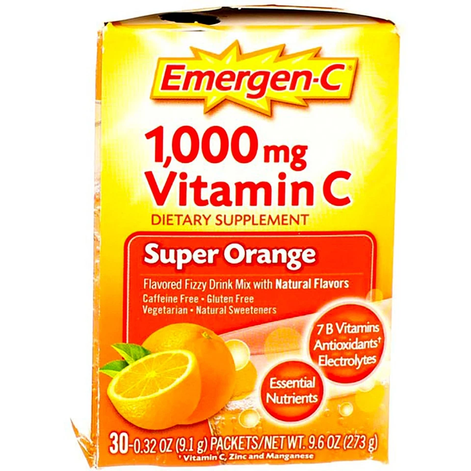 4 Pack Emergen-C Vitamin C Powder Packets, 1000 mg, Super Orange, 30 Ct - Image 4 of 4