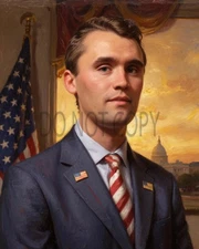 Charlie Kirk MAGA Christian Oil Painting Style Print AI Generated 8X10 Print USA