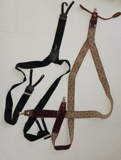  Vintage Suspenders : R Hanauer Black Silk  + CAS Germany Burgundy Diamonds 