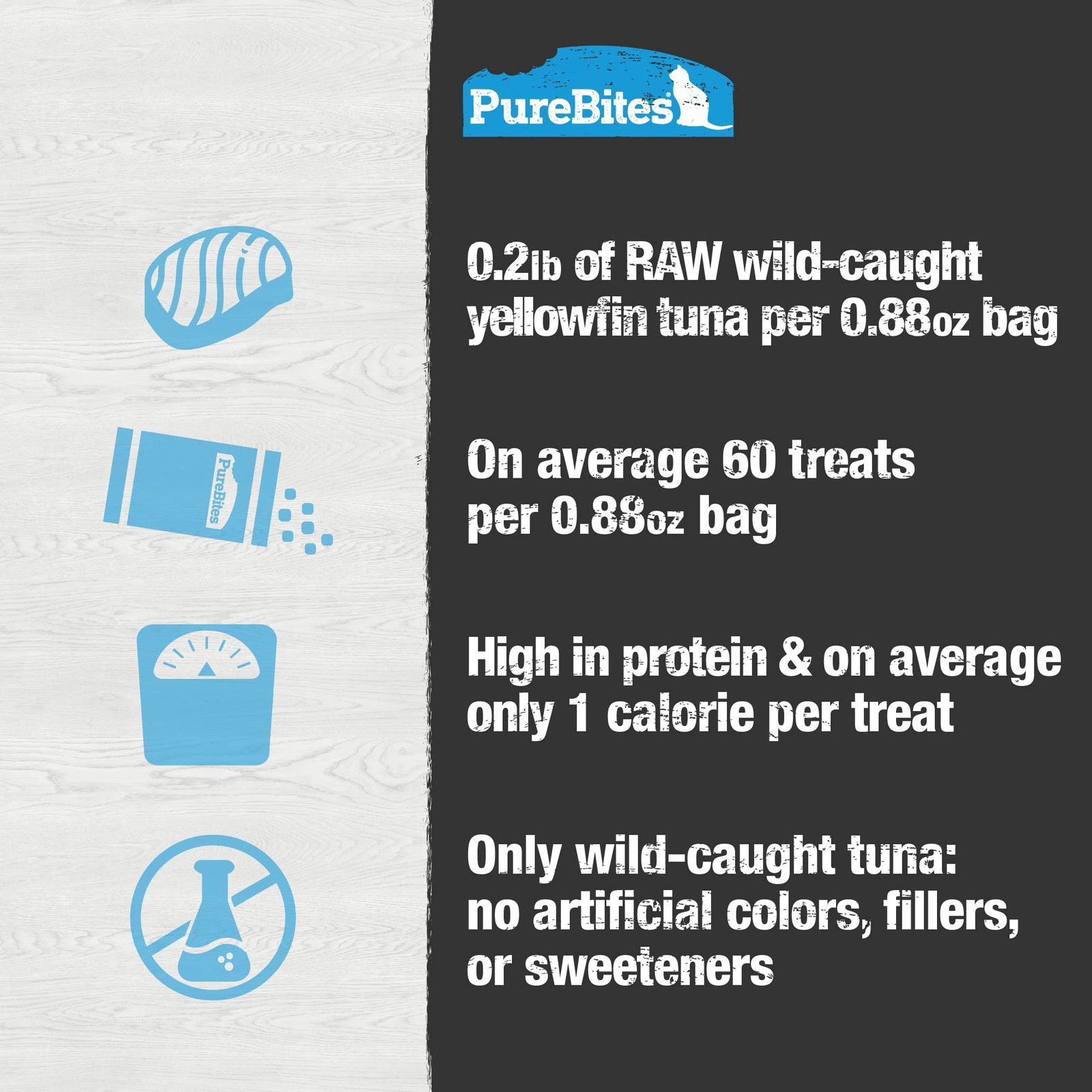 PureBites Yellowfin Tuna Treats 0.88oz Natural Human Grade Cat Dog Food