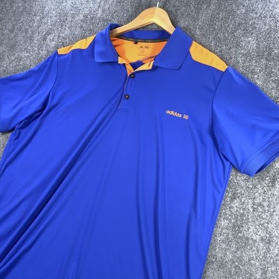 Adidas Golf Polo 2XL Mens Blue Orange Performance Active Stretch Train