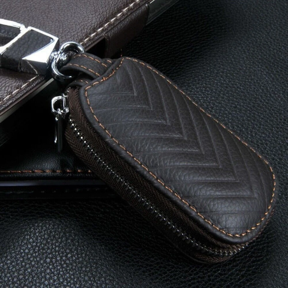 Car Vehicle Key Cover Holder Key Case Leather Bag Universal Wallet Bag Trim Foto 4 de 4