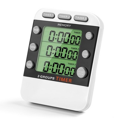 Digitaler Dual Küchentimer, 3 Kanäle Count/Down Timer, Dreifach Kochen9379