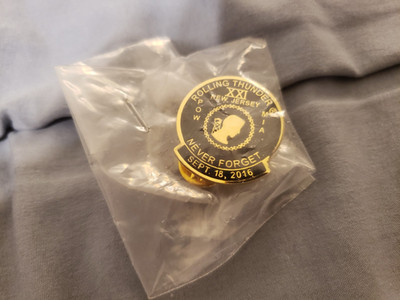 New Sept. 18 2016 ROLLING THUNDER New Jersey POW MIA Never Forget Vest Pin NIP