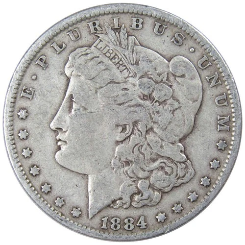 1884 Morgan Dollar F Fine 90% Silver $1 US Coin Collectible