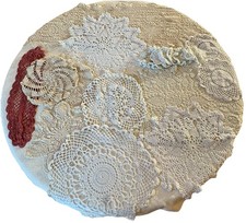 VTG Lot of 12 Crochet Doily Handmade Variety Of Designs  Colors Cottage Core