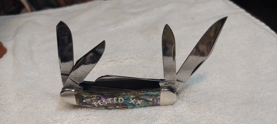 Case Xx 2003 TB Abalone Silver Script Tested XX 5 Blade Sowbelly. Only 150 made. - Image 2 of 4
