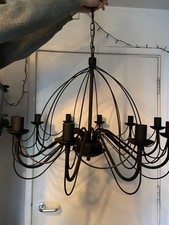 Black Metal Chandelier and Wall Lights Set of 2