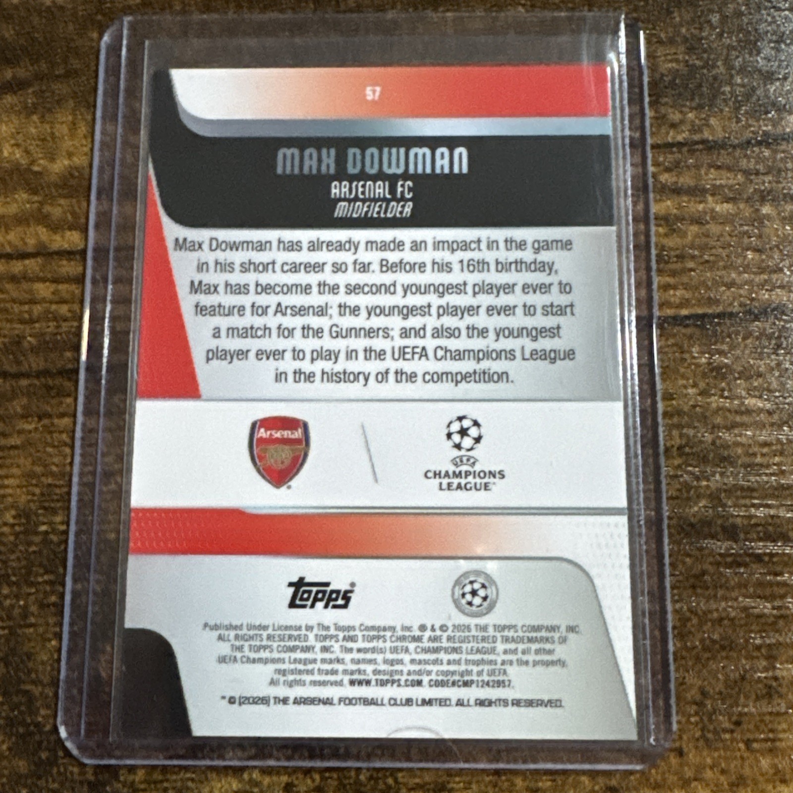 2025-26 Topps Chrome UCC UEFA Max Dowman Pulsar Prizm SP RC Arsenal 🔥🔥