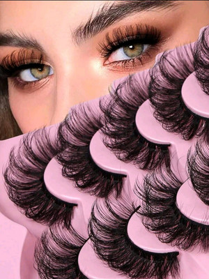 7/10 Paar Cat Eye Long Wispy Lashes - Manga Faux Nerz Wimpern Russian Strip D