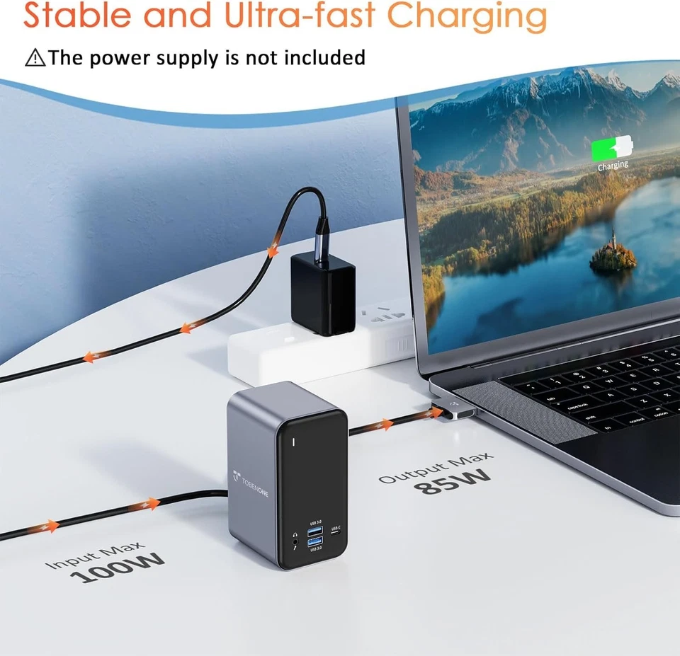 Tobenone USB C Docking Station for MacBook Pro/Air  Laptop Dock Dual Monitor - Image 3 of 4