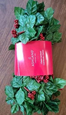 6ft Ashland Garland Christmas Chain Link Red Berry/Glitter