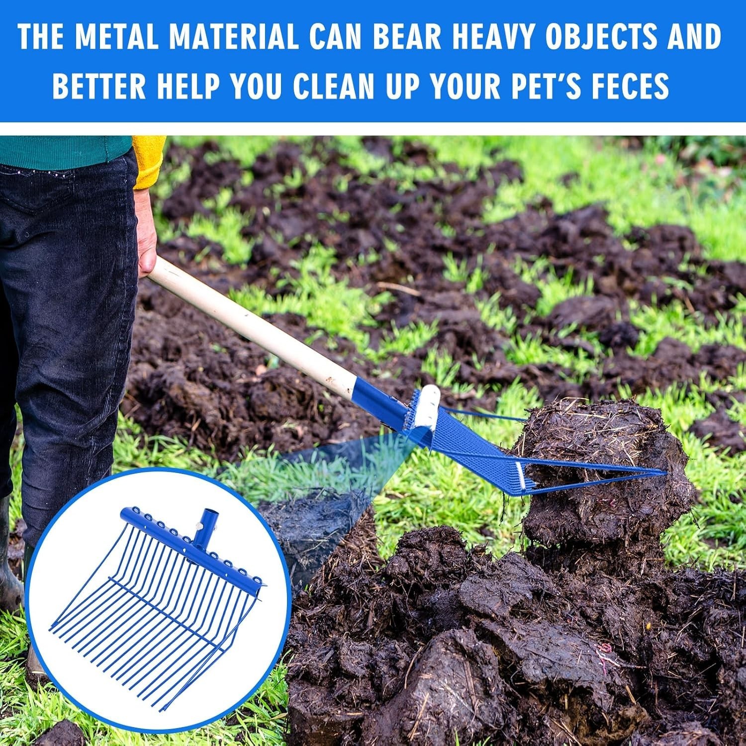 2 Pack Pitchfork Replacement Head Metal Horse Manure Rake Gardening Pitch Fork