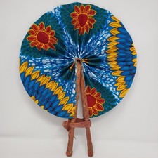 Colorful African Handmade Leather  Fabric Handheld Folding Fan