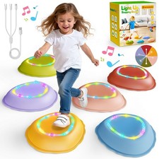 Rechargeable Stepping Stones for Kids, 6pcs Non-Slip Balance Sensory Toys for...