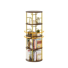 4 Tier Rotating Bookshelf, 360 Display Spinning Corner Bookshelf, Space Savin...