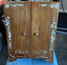 VINTAGE 1847 ROGERS BROS. SILVERPLATE FLATWARE STORAGE CHEST UPRIGHT 2 DOOR