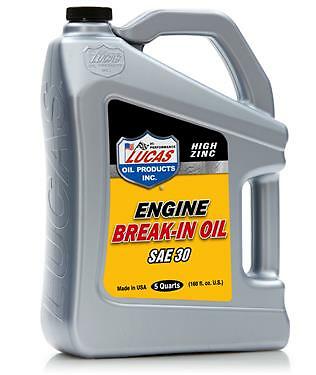 5 Quarts Lucas Oil 10631 SAE 30 High Zinc Engine Break-In Oils; Requires no moly