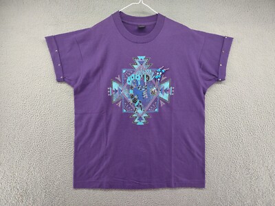 Vintage 90s Native Tribal Aztec Navajo Single Stitch Bead T Shirt Adult Size L