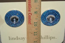Lindsay Phillips Milena Button Shoe Snap Blue Silver Round Fast Shipping 