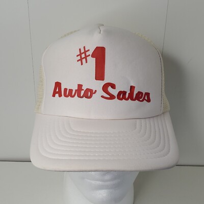 Vintage #1 Auto Sales Hat Trucker Cap Snapback Mesh Car Dealership Promo Logo