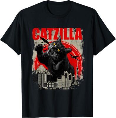 Catzilla - Funny Cat Lover Kitten Kitty Short Sleeve T-Shirt Small