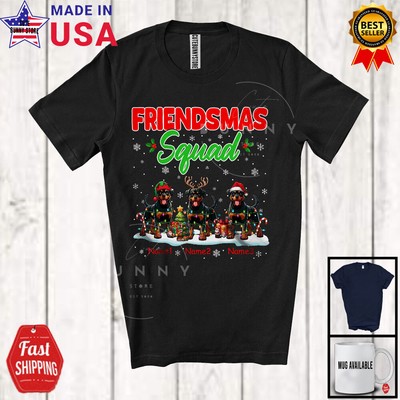 Friendsmas Squad; Awesome Christmas Lights Custom Name Three Rottweiler T-Shirt