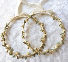 Greek Stefana Olive Leaf Orthodox Wedding Crown Set in Ivory and Gold