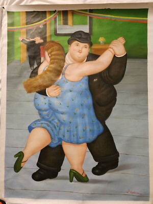 Dancing Couple  Painting on  Canvas 48''x36'' unframed  ''Some paint  peeling'' 