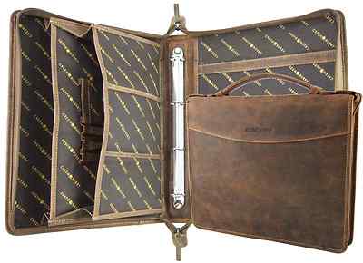 GreenBurry Schreibmappe Rind-Leder RingBuch-Mappe Aktenmappe Konferenzmappe 1746