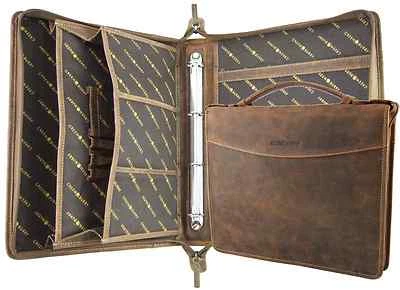 GreenBurry Schreibmappe Rind-Leder RingBuch-Mappe Aktenmappe Konferenzmappe 1746