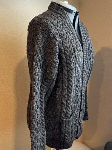 John Malloy Brown 100% Wool Heavyweight Knit Cardigan Sweater - Mens LARGE - Picture 3 of 13
