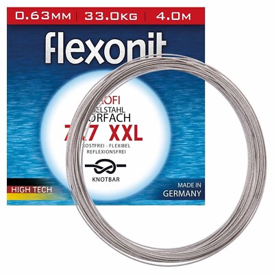 (1,40 /1m) FLEXONIT 7x7 XXL Stahlvorfach. 100 m. 0,72mm 43,0kg. Big Game Salzwas