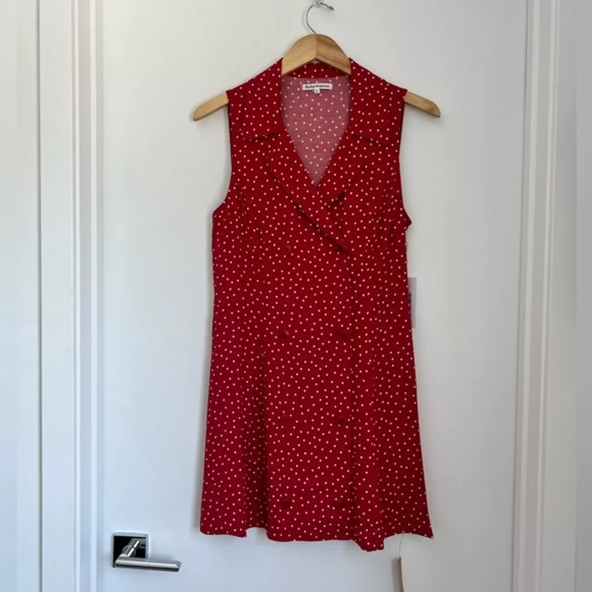 Reformation NWT 10 Leith Mini Dress Ditty Red Polka Dot eBay